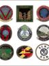 Greetings card of a collection of enamel badges from Northumberland.