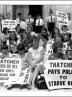Postcard of women and children demonstrating against £15 being deducted from striking miners’ benefit in lieu of strike pay, which was not being paid, outside the  Welsh Office in Cardiff on 30th July 1984