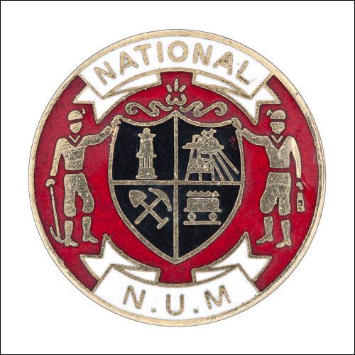 Greetings card of the enamel badge of the National Union of Mineworkers.