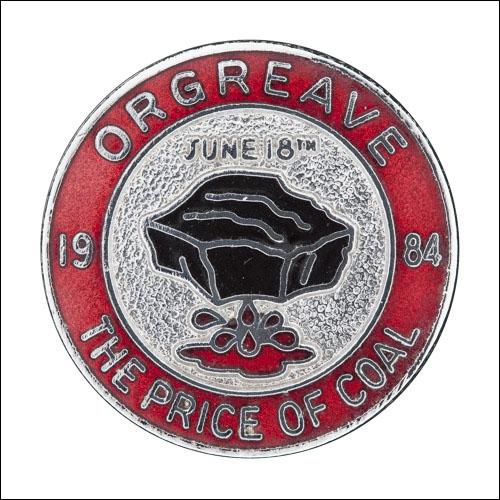 Greetings card of the enamel badge about the picket at Orgreave Coking Plant on 18th June 1984.