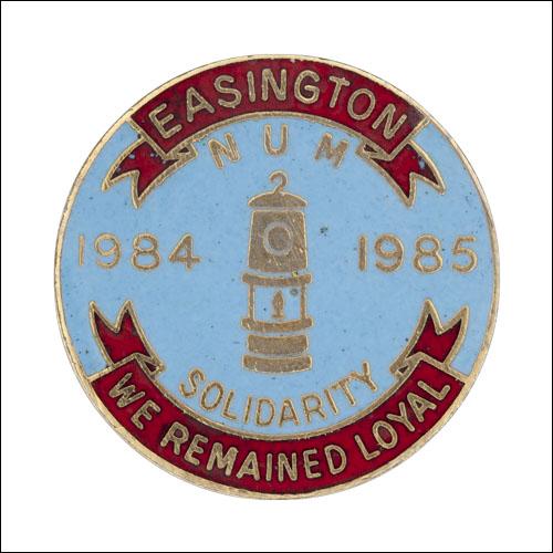 Greetings card of the enamel badge for the members of Easington Branch who remained loyal to their union during the miners' strike in 1984 to 1985.