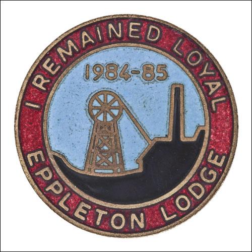 Greetings card of the enamel badge for those mebers of Eppleton Branch of the NUM who remained loyal during the 1984 to 1985 miners' strike.