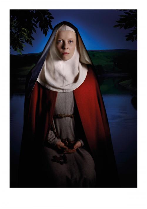 The front of the greetings card of Hild of Streoneshalh also known as Hilda of Whitby. 