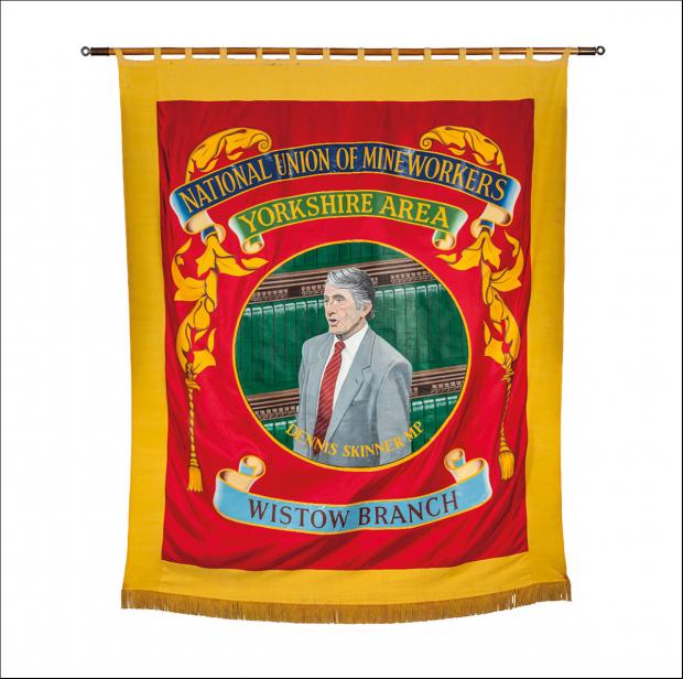The front of the greetings card of the banner of Wistow Branch of the Yorkshire Area of the NUM.
