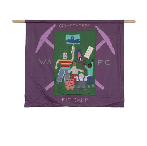 Greetings card of the banner of the Grimethorpe Pit camp.