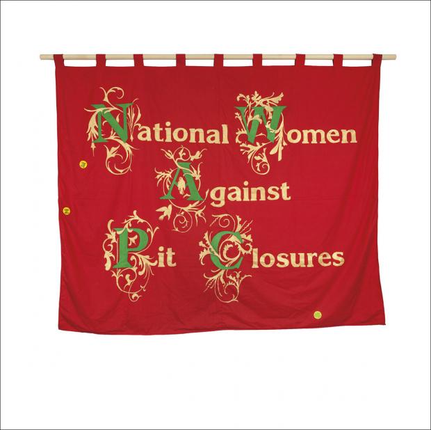 Greetings card of the banner of National Women Against Pit Closures.