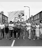 Greetings card of the Maerdy Women’s Support Group marching in Ferndale, The Rhondda on 27 August, 1984.