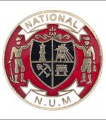 Greetings card of the enamel badge of the National Union of Mineworkers.