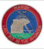 Greetings card of the enamel badge of Mardy Lodge of South Wales Area of the NUM.