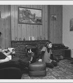 The greetings card of the Brian, Michael and Denise Gregory  at home in Cuba Street in Easington Colliery, County Durham in December 1984