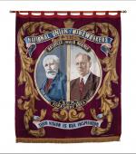 The front of the greetings card of the banner of Hatfield Main Branch of  the Yorkshire Area of the NUM.