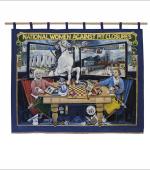 The front page of the greetings card of the second banner of the Barnsley Miners Wives Action Group showing the front of the banner.