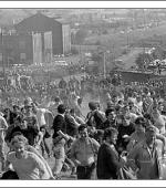 Postcard of Mounted police charge at Orgreave Coking plant on 18th June 1984.