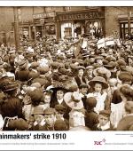 Poster of rally of striking Women Chainmakers being addressed by Mary McCarthur during the strike of 1910.