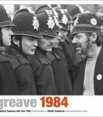 Poster of a picket facing a line of police officers at Orgreave coking plant, June 1984.