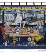 The poster of the  front of the second banner of the Barnsley Miners Wives Action Group.