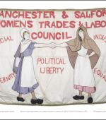 Poster of the banner of the Manchester and Salford Womens Trades and Labour Council.